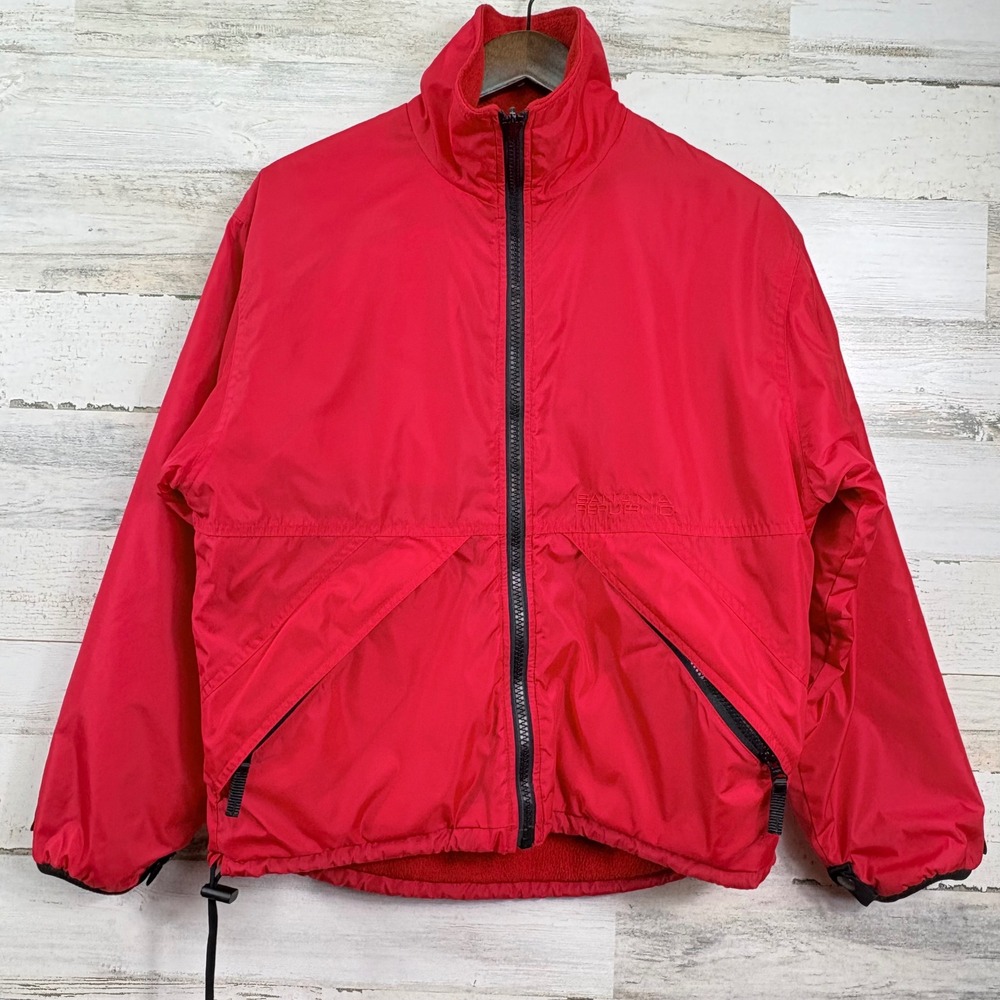 Banana Republic‎ Vintage 90s Reversible Jacket XS Red Nylon Fleece Full Zip Gorp